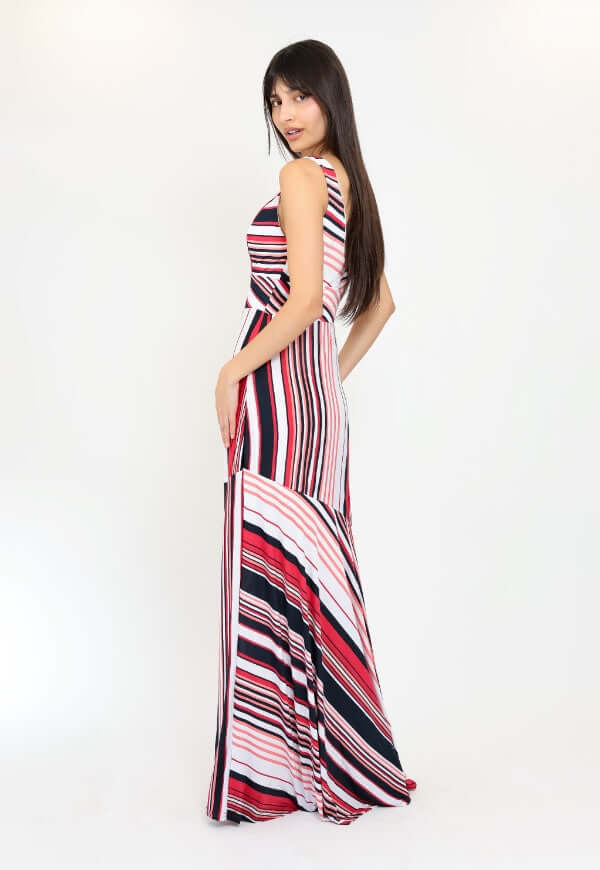 Vestido Beatriz Sin Mangas Rayas Negro Rojo - Diseño de Autor | Natalia Seguel