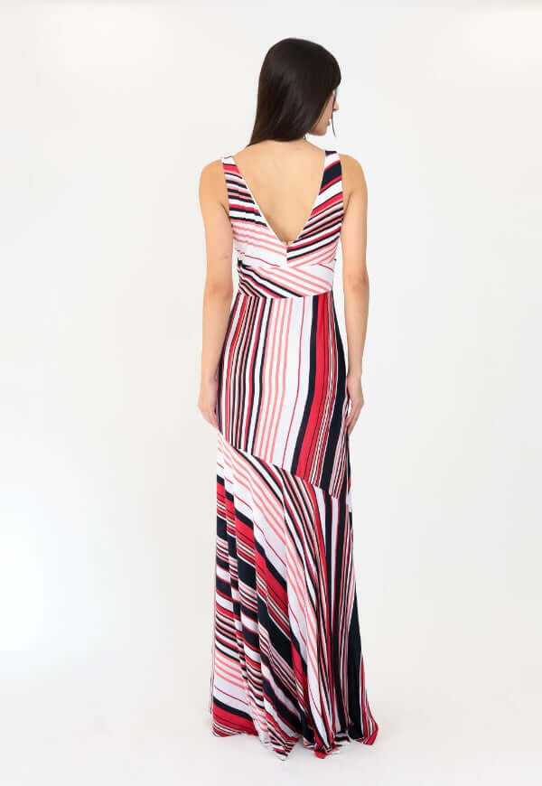 Vestido Beatriz Sin Mangas Rayas Negro Rojo - Diseño de Autor | Natalia Seguel
