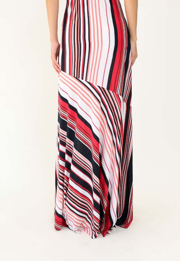 Vestido Beatriz Sin Mangas Rayas Negro Rojo - Diseño de Autor | Natalia Seguel