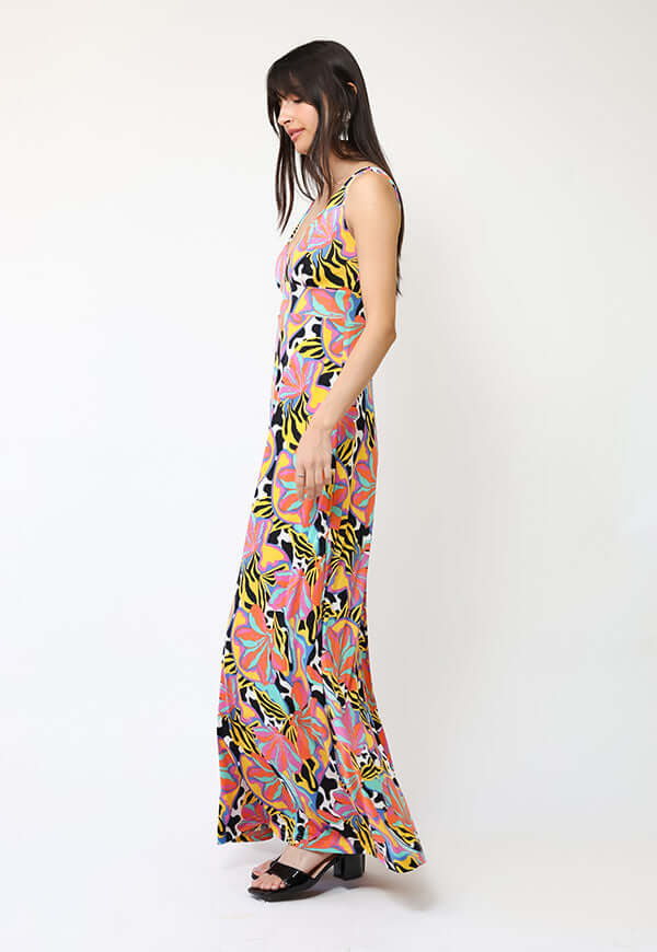 Vestido Vera Flores Naranjas turquesa Amarillo - Diseño Chileno | Natalia Seguel