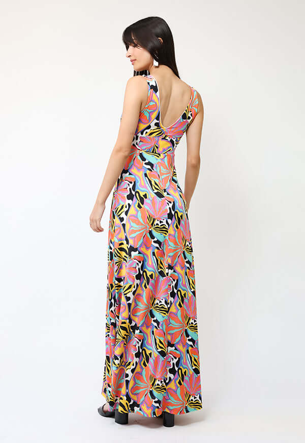 Vestido Vera Flores Naranjas turquesa Amarillo - Diseño Chileno | Natalia Seguel