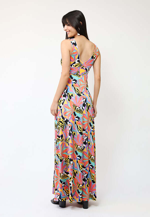 Vestido Vera Flores Naranjas turquesa Amarillo - Diseño Chileno | Natalia Seguel