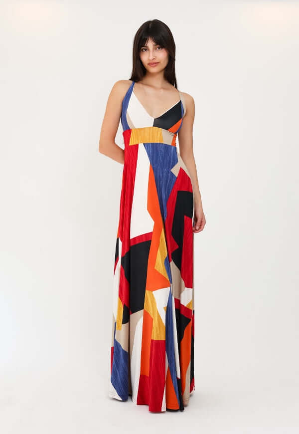 Vestido Zara Sin Mangas Geométrico Multicolor - Diseño de Autor | Natalia Seguel