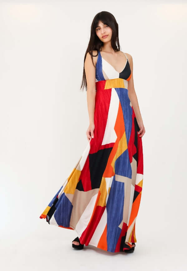 Vestido Zara Sin Mangas Geométrico Multicolor - Diseño de Autor | Natalia Seguel
