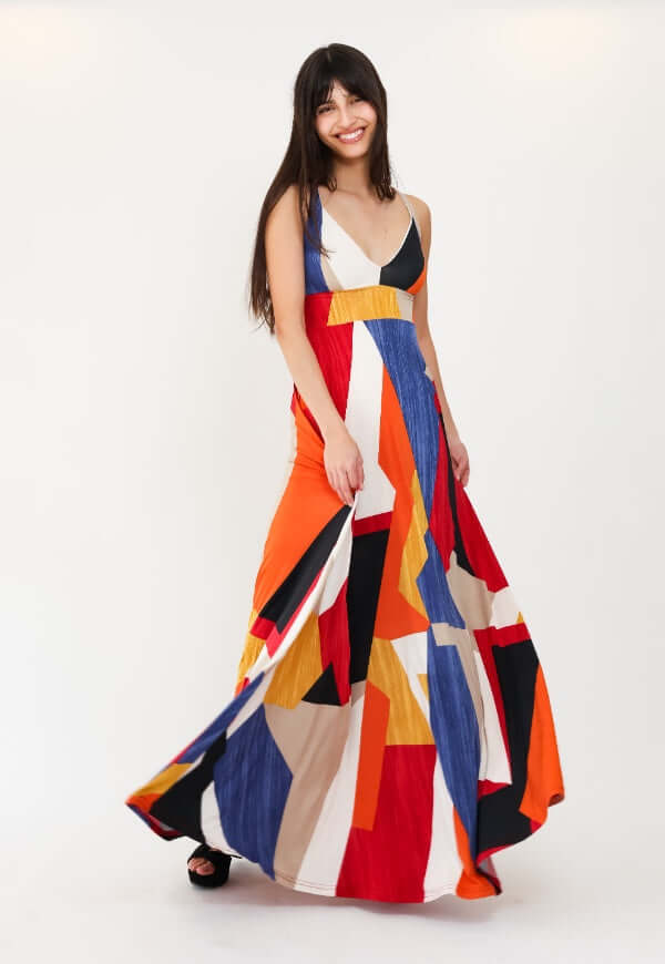 Vestido Zara Sin Mangas Geométrico Multicolor - Diseño de Autor | Natalia Seguel