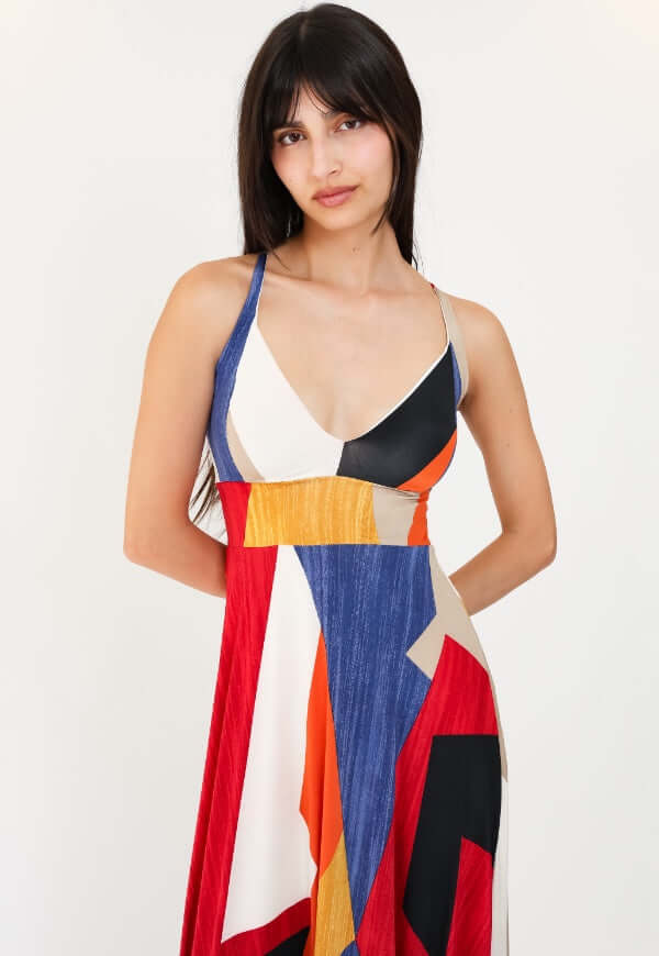 Vestido Zara Sin Mangas Geométrico Multicolor - Diseño de Autor | Natalia Seguel