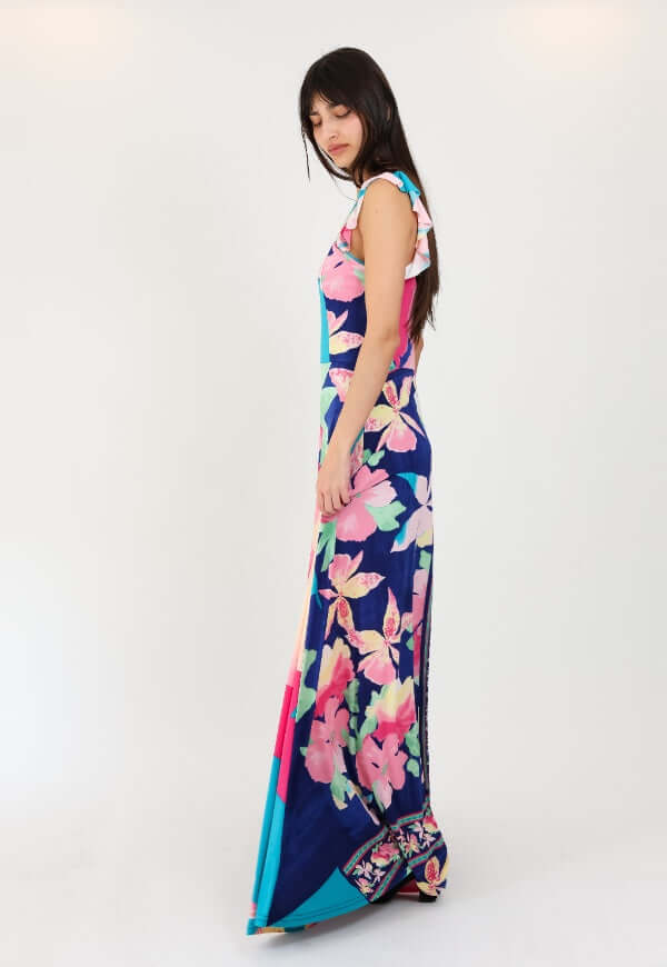 Vestido Mercedes Vuelos Flor Rosa – Diseño de Autor | Natalia Seguel