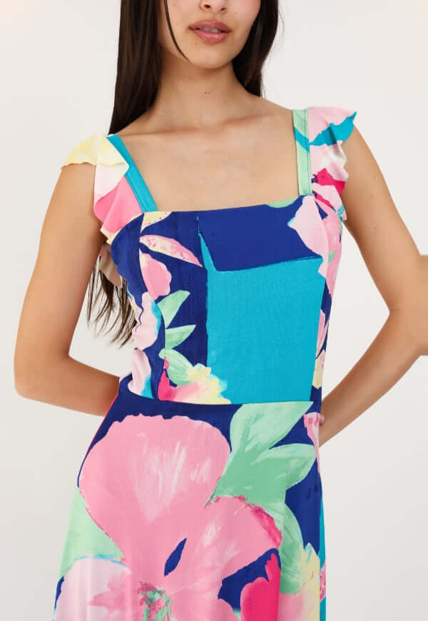 Vestido Mercedes Vuelos Flor Rosa – Diseño de Autor | Natalia Seguel