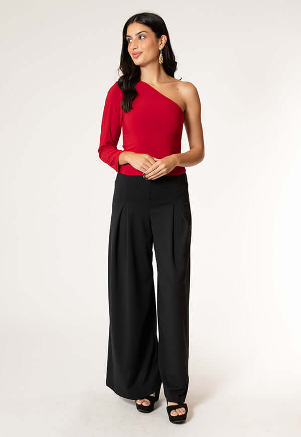 Polera Ema Rojo Hombro Descubierto Diseno Chileno Natalia Seguel, detalle de tela – diseño chileno de autor, Natalia Seguel