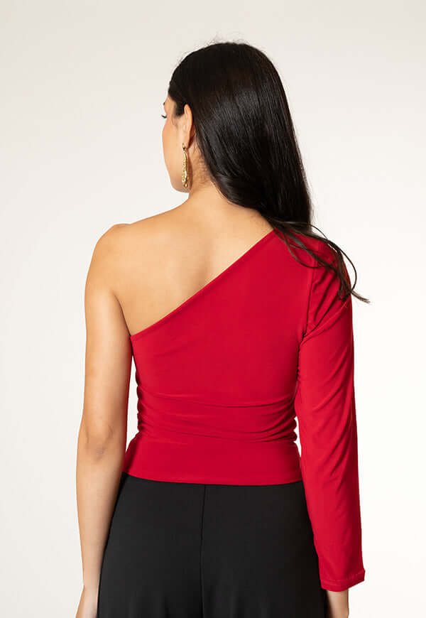 Polera Ema Rojo Hombro Descubierto Diseno Chileno Natalia Seguel, percha – diseño chileno de autor, Natalia Seguel