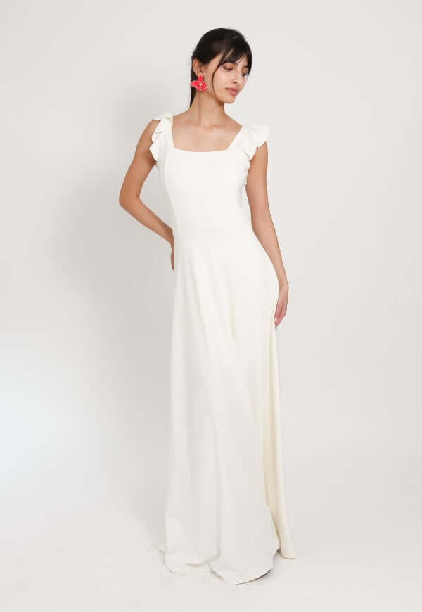 Vestido Mercedes Vuelos Blanco – Diseño de Autor | Natalia Seguel