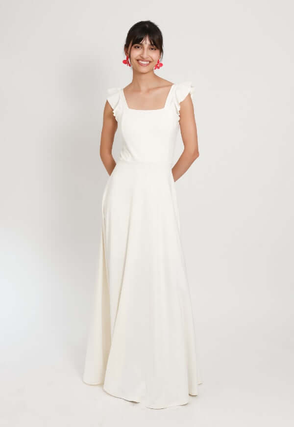 Vestido Mercedes Vuelos Blanco – Diseño de Autor | Natalia Seguel