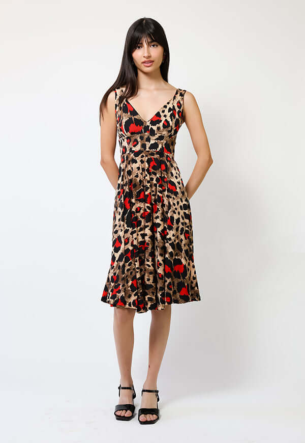Vestido Dani Animalprint Rojo - Diseño Chileno | Natalia Seguel