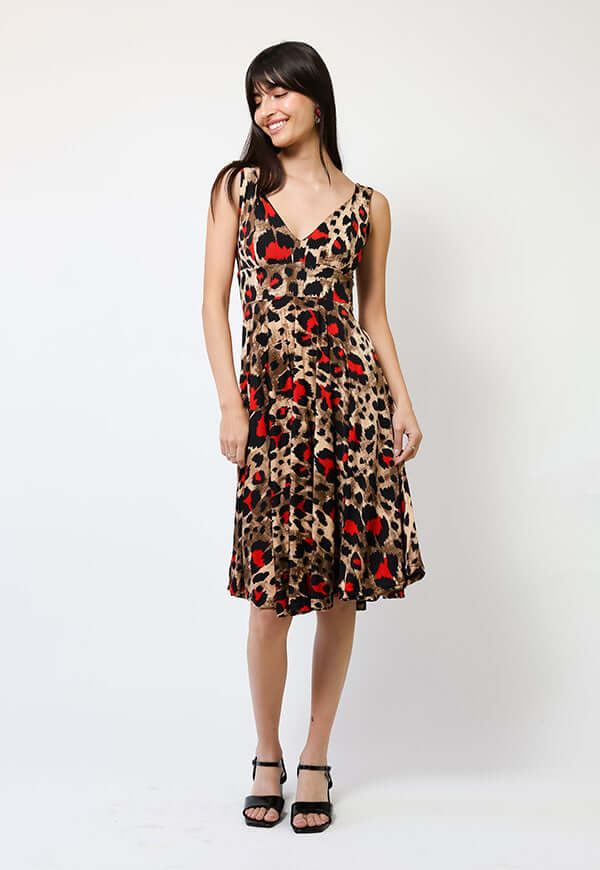 Vestido Dani Animalprint Rojo - Diseño Chileno | Natalia Seguel