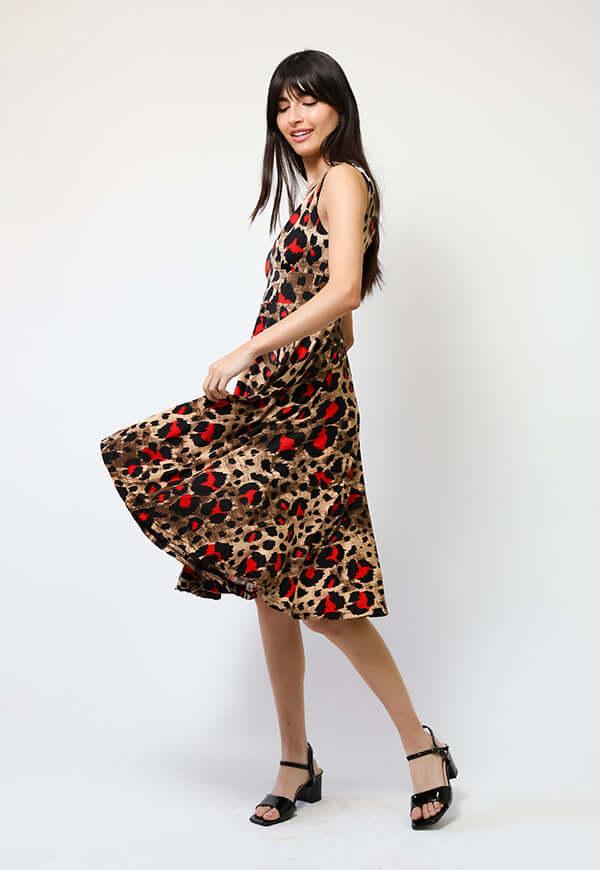 Vestido Dani Animalprint Rojo - Diseño Chileno | Natalia Seguel