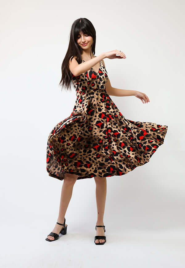 Vestido Dani Animalprint Rojo - Diseño Chileno | Natalia Seguel