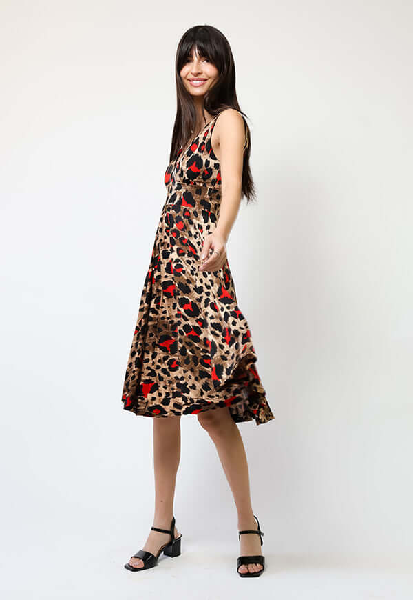 Vestido Dani Animalprint Rojo - Diseño Chileno | Natalia Seguel