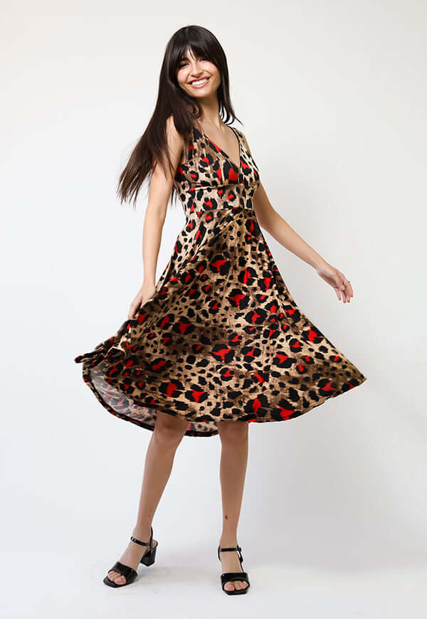 Vestido Dani Animalprint Rojo - Diseño Chileno | Natalia Seguel