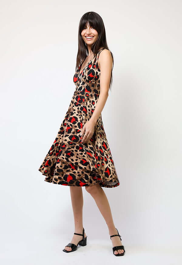 Vestido Dani Animalprint Rojo - Diseño Chileno | Natalia Seguel