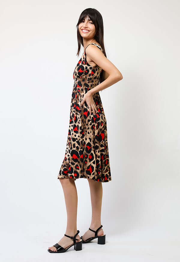 Vestido Dani Animalprint Rojo - Diseño Chileno | Natalia Seguel