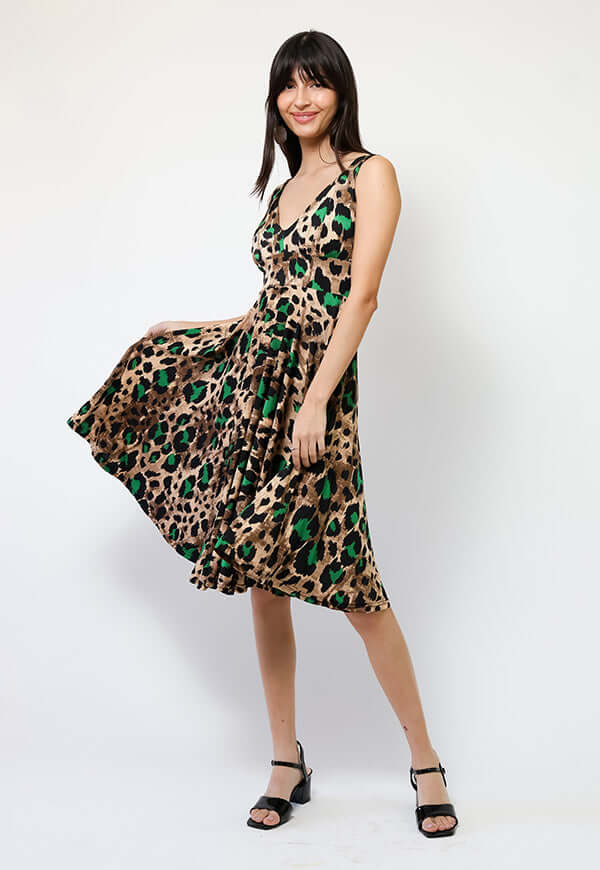 Vestido Dani Animalprint Verde - Diseño Chileno | Natalia Seguel
