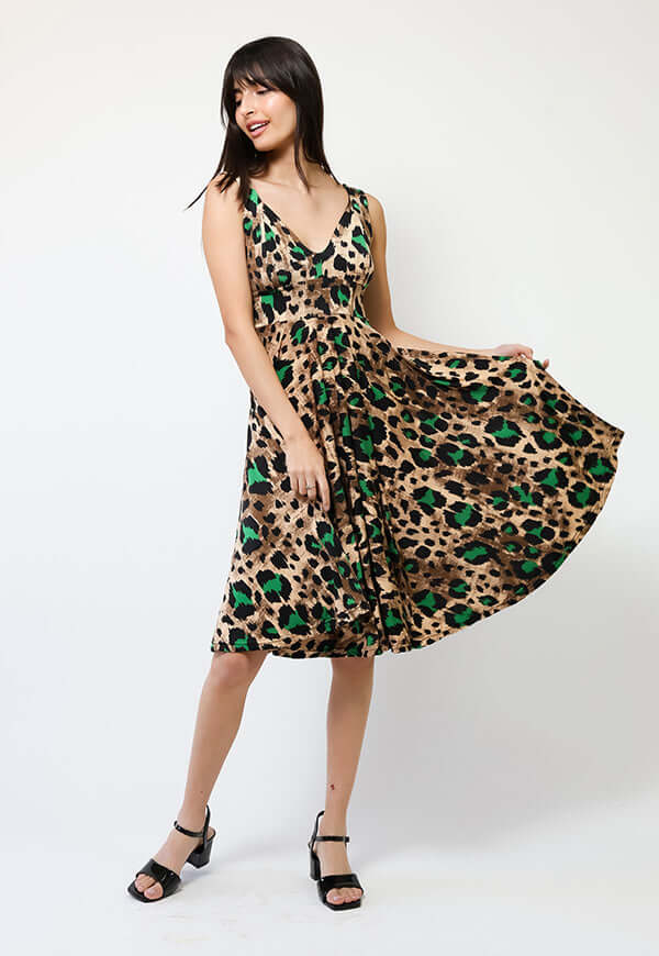 Vestido Dani Animalprint Verde - Diseño Chileno | Natalia Seguel