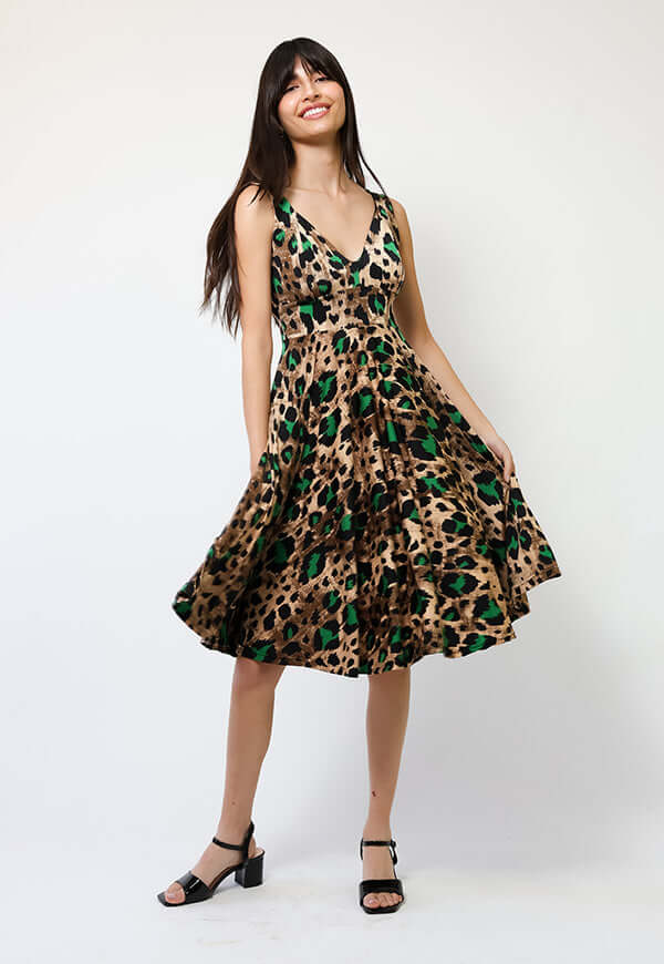 Vestido Dani Animalprint Verde - Diseño Chileno | Natalia Seguel