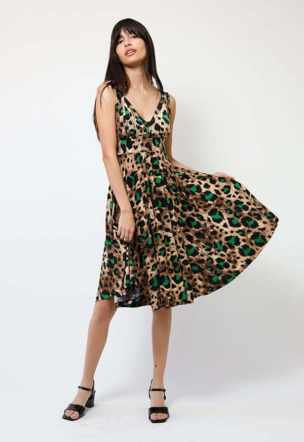 Vestido Dani Animalprint Verde - Diseño Chileno | Natalia Seguel