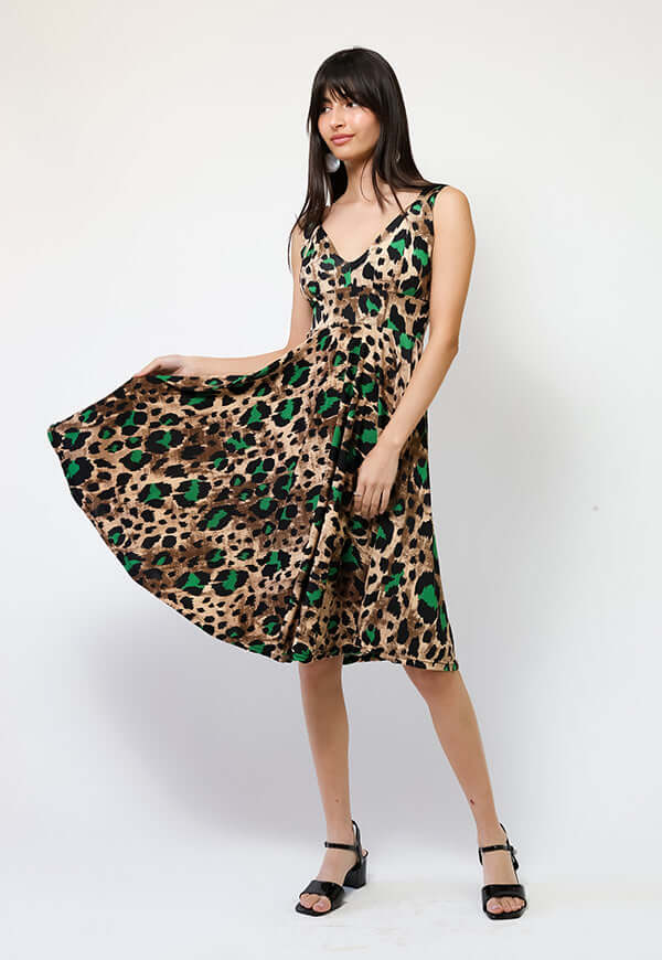 Vestido Dani Animalprint Verde - Diseño Chileno | Natalia Seguel
