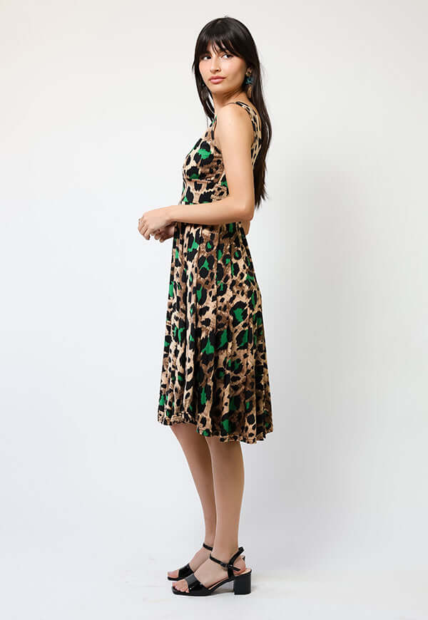 Vestido Dani Animalprint Verde - Diseño Chileno | Natalia Seguel