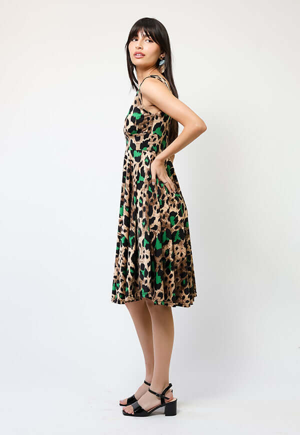 Vestido Dani Animalprint Verde - Diseño Chileno | Natalia Seguel