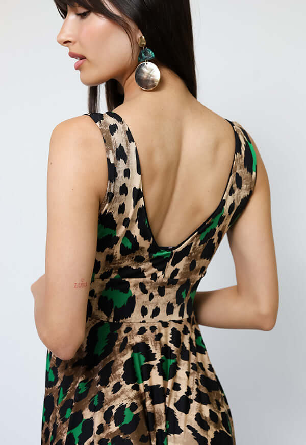 Vestido Dani Animalprint Verde - Diseño Chileno | Natalia Seguel