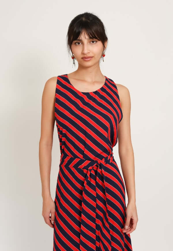 Vestido Clarisa Amarras Lineas Rojo Azul - Diseño de Autor | Natalia Seguel