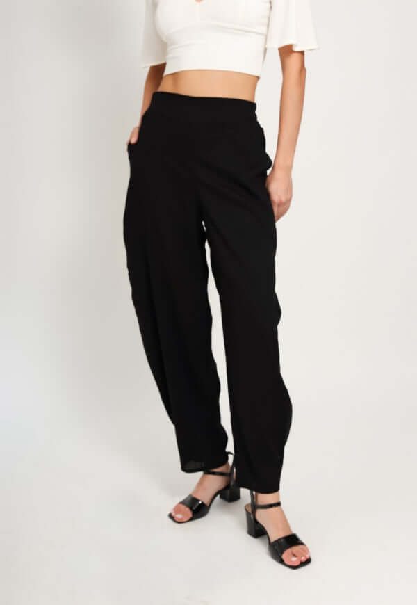 Pantalón Balloon Negro Lino - Diseño de Autor | Natalia Seguel