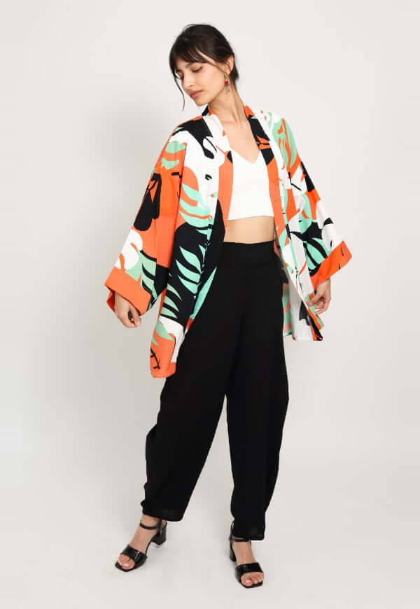 Kimono Sol Hojas Naranjo - Diseño de Autor | Natalia Seguel