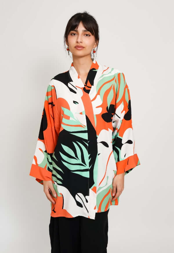 Kimono Sol Hojas Naranjo - Diseño de Autor | Natalia Seguel