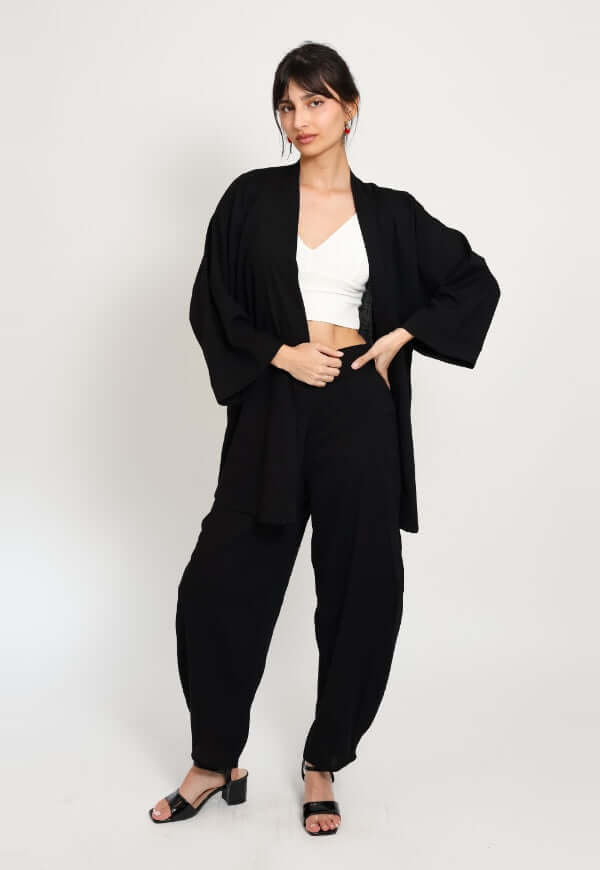 Kimono Sol Negro Lino - Diseño de Autor | Natalia Seguel