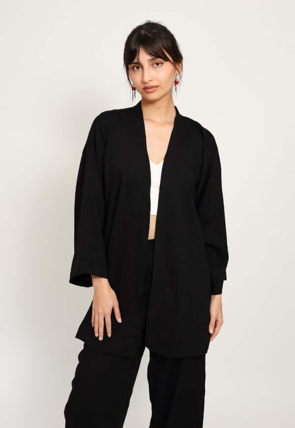 Kimono Sol Negro Lino - Diseño de Autor | Natalia Seguel