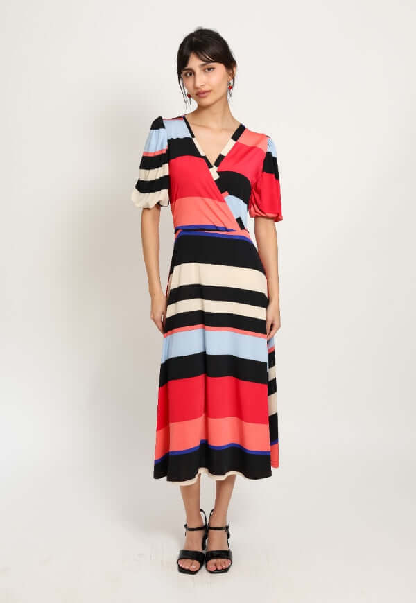 Vestido Valentina Rayas Rojo Negro - Diseño de Autor | Natalia Seguel