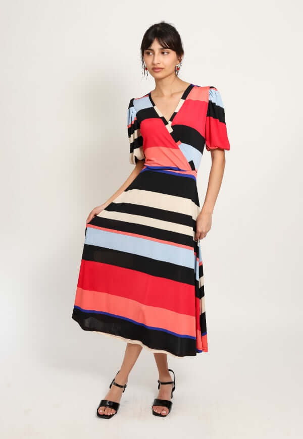 Vestido Valentina Rayas Rojo Negro - Diseño de Autor | Natalia Seguel