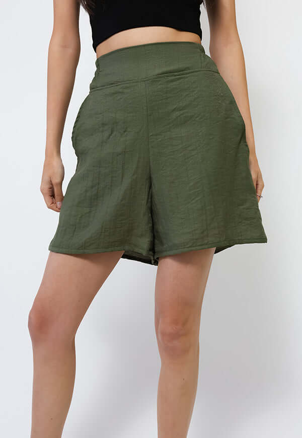 Short Verde Musgo Lino - Diseño Chileno | Natalia Seguel