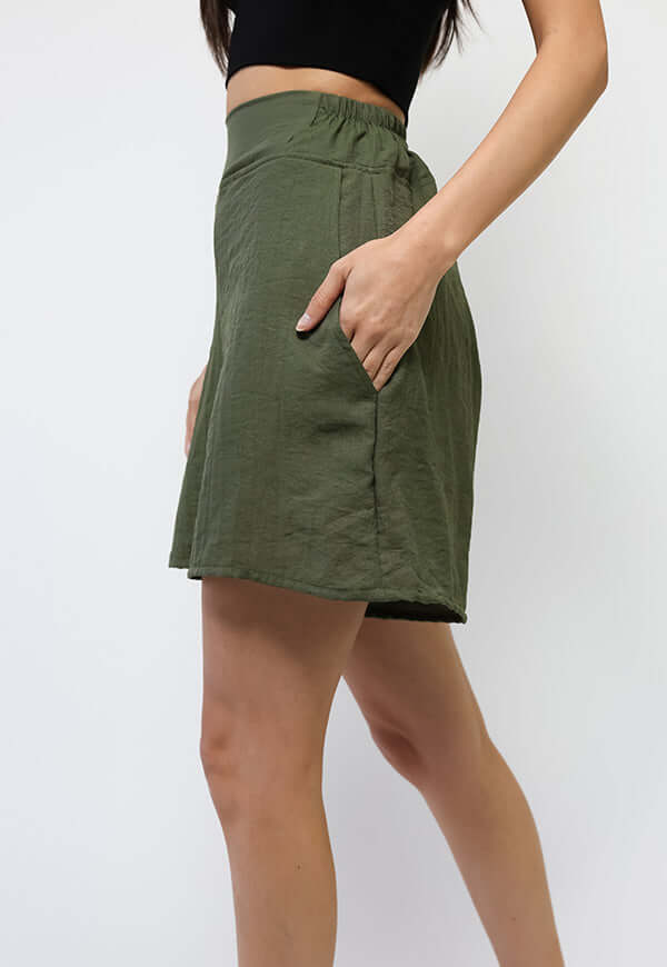 Short Verde Musgo Lino - Diseño Chileno | Natalia Seguel