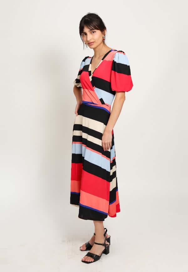 Vestido Valentina Rayas Rojo Negro - Diseño de Autor | Natalia Seguel
