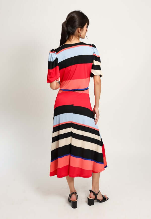 Vestido Valentina Rayas Rojo Negro - Diseño de Autor | Natalia Seguel