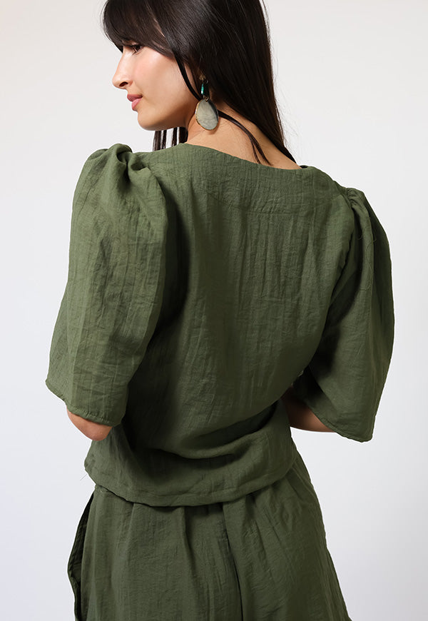 Blusa Jose Verde Musgo - Diseño Chileno | Natalia Seguel