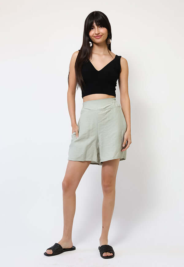 Short Verde Nilo Lino - Diseño Chileno | Natalia Seguel