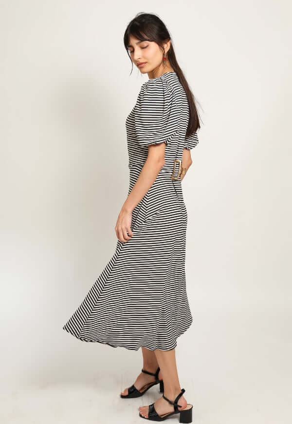 Vestido Valentina Lineas Negro Blanco - Diseño de Autor | Natalia Seguel