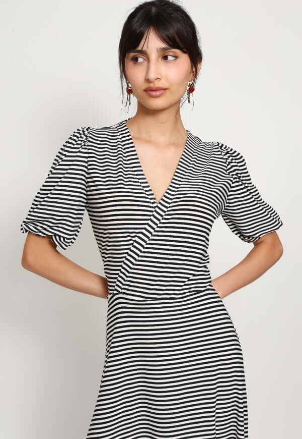 Vestido Valentina Lineas Negro Blanco - Diseño de Autor | Natalia Seguel