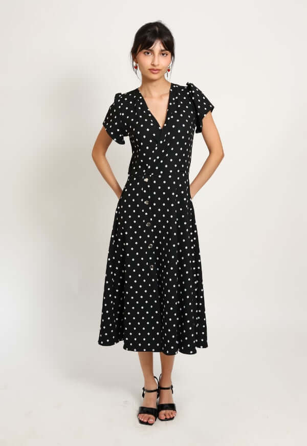 Vestido Valentina Negro Lunares - Diseño de Autor | Natalia Seguel