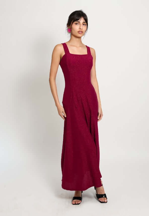 Vestido Julieta Sin Mangas Magenta Brillos Fiesta - Diseño de Autor | Natalia Seguel